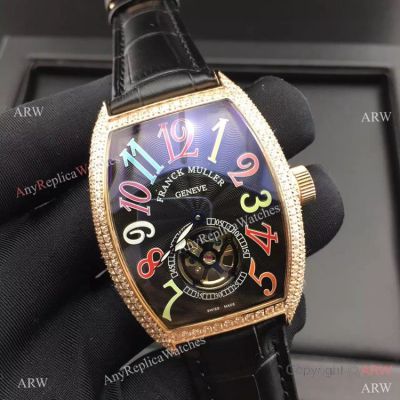 Copy Franck Muller Tourbillon Rose Gold Diamond Watch - Buy Replica